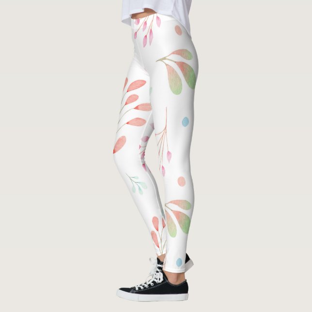 Cooles weißes rosa Marmor Blumenmuster Angesagte F Leggings (Links)