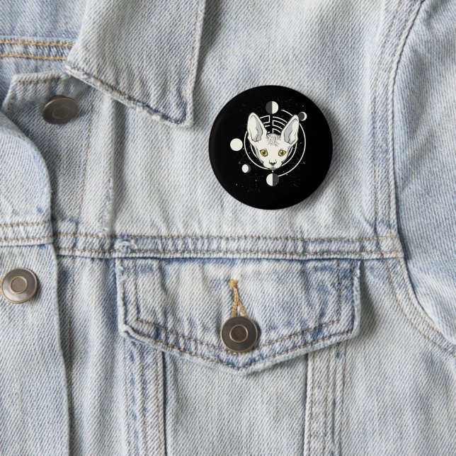 Cooles Weltraumkatzengesicht-Design Button (Beispiel)