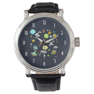 Cooles Weltraumthema - Astronauten und Raketenschi Armbanduhr