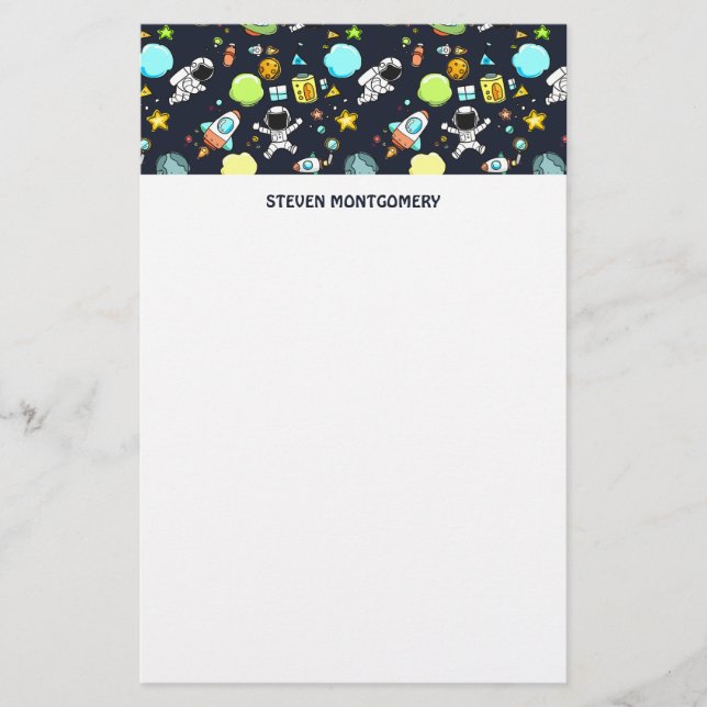 Cooles Weltraumthema - Astronauten und Raketenschi Briefpapier (Vorderseite)