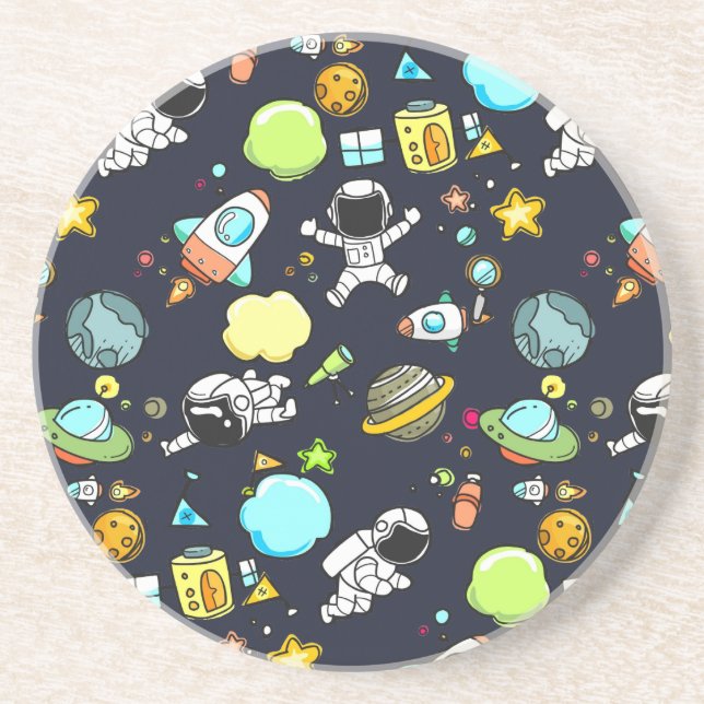 Cooles Weltraumthema - Astronauten und Raketenschi Getränkeuntersetzer (Vorne)