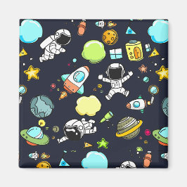 Cooles Weltraumthema - Astronauten und Raketenschi Magnet