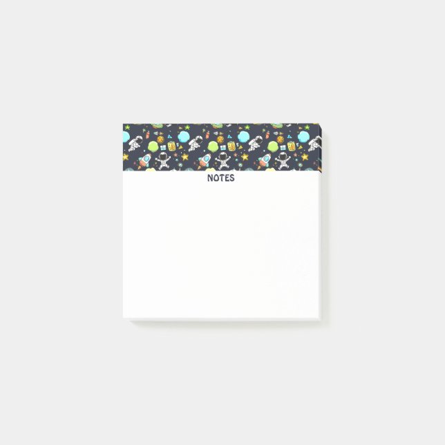 Cooles Weltraumthema - Astronauten und Raketenschi Post-it Klebezettel (Vorderseite)