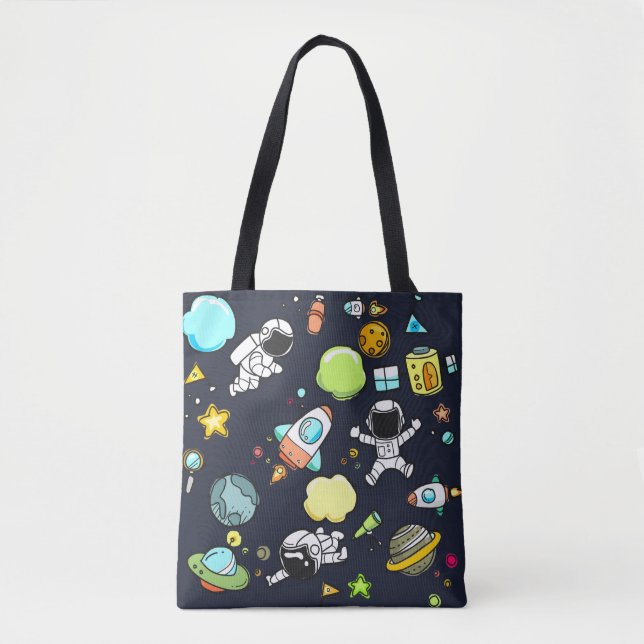 Cooles Weltraumthema - Astronauten und Raketenschi Tasche (Vorderseite)