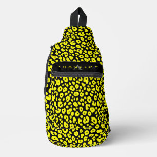 Cooles, wildes Schwarz-Gelb-Muster Crossbody Bag
