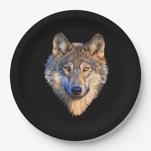 Cooles Wolf Head Party anpassen Pappteller (Vorderseite)