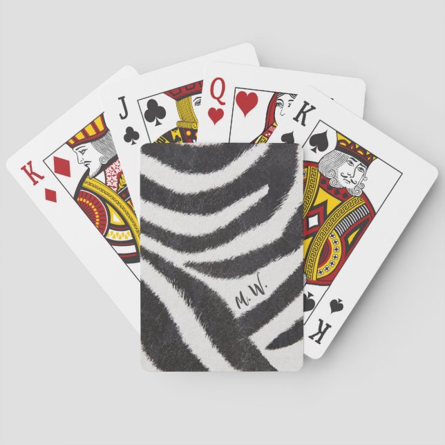 Cooles Zebra Design erste Monogramme klassisch Spielkarten (Rückseite)
