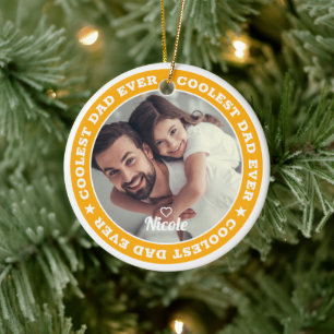Coolest Dad Ever Modern Custom Photo Keramik Ornament