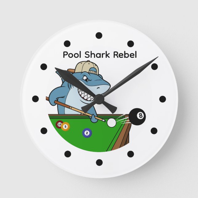 Coolest Man Cave Pool Shark Rebel Wall Clocks Runde Wanduhr (Vorderseite)