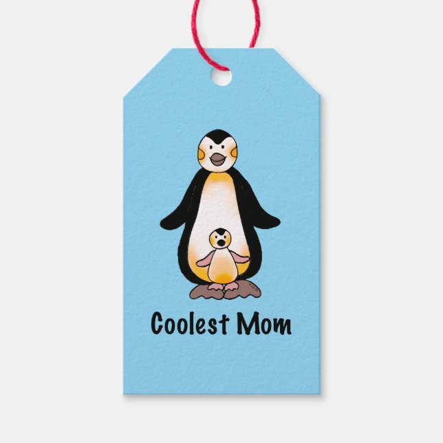 Coolest Mom Penguin Family Design Geschenkanhänger (Vorderseite)