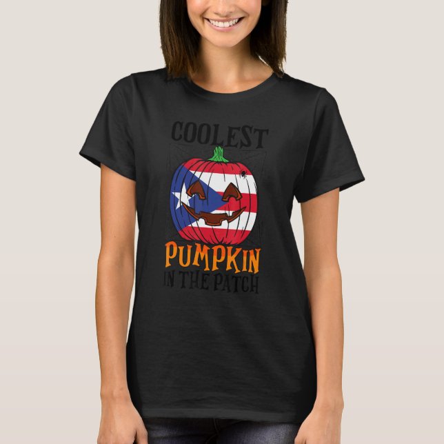 Coolest Pumpkin In The Patch Boricua Flag Jack Ou2 T-Shirt (Vorderseite)