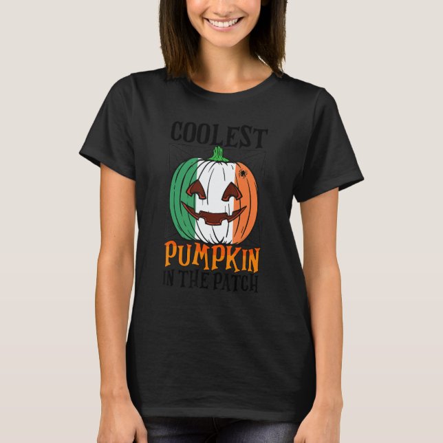 Coolest Pumpkin In The Patch Ireland Flag Jack Ou2 T-Shirt (Vorderseite)