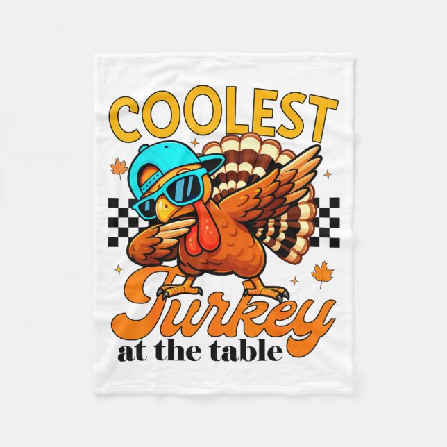 Coolest Turkey At Table Funny Bird Toddler Boys Th Fleecedecke (Vorderseite)