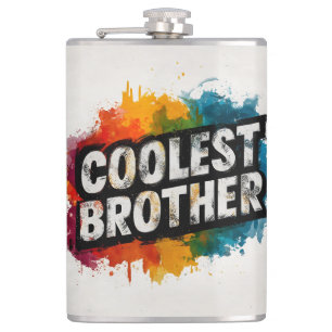 COOLSTE BROTHER-Typografie mit Watercolor-Splash Flachmann