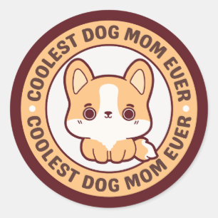 COOLSTE CORGI DOG-MAMA je Runder Aufkleber