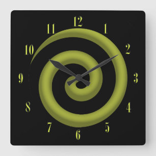 Coolste gelbe und schwarze gewundene Wand-Uhr Quadratische Wanduhr