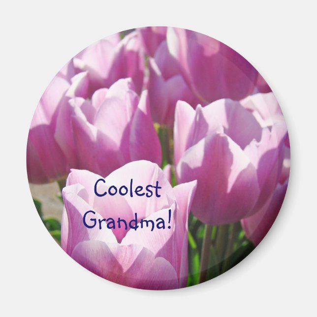 Coolste Großmutter! Magneten helle lila Tulpen Magnet (Vorne)