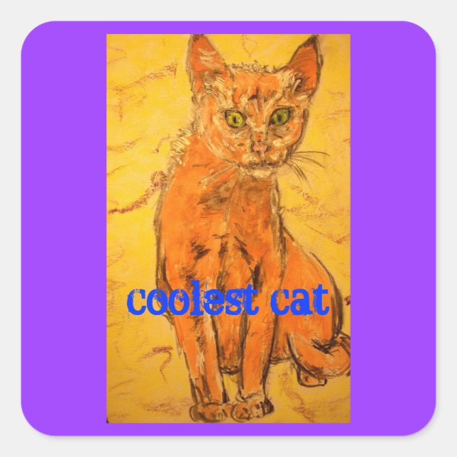 coolste Katze Quadratischer Aufkleber (Vorderseite)