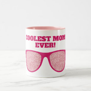 Coolste Mutter überhaupt Rosa Glitter-Sonnenbrille Zweifarbige Tasse