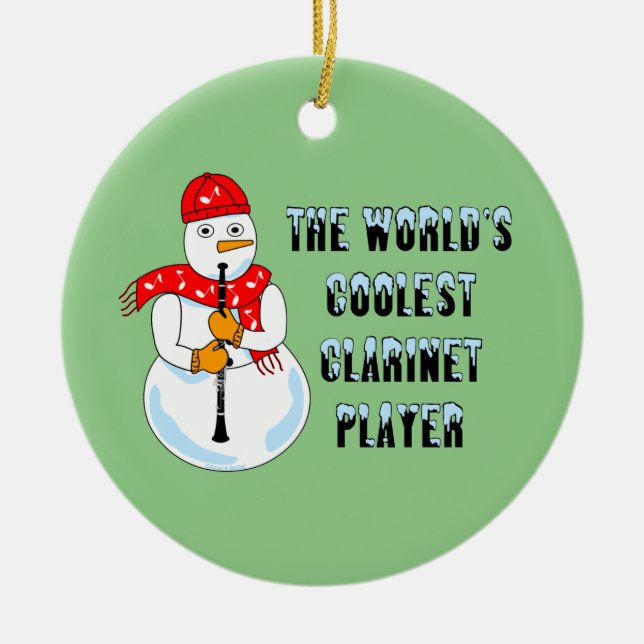 Coolster Klarinettenspieler Snowman Keramik Ornament (Vorne)