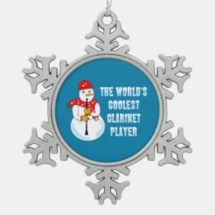 Coolster Klarinettenspieler Snowman Schneeflocken Zinn-Ornament