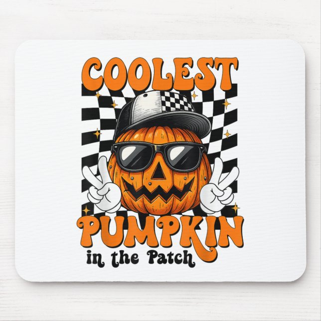 Coolster Kürbis im PatchHalloween-Shirt-Junge K Mousepad (Vorne)