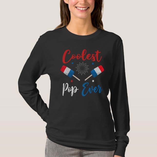 Coolster Pop am 4. Juli Eiscreme Rot Blau T-Shirt (Vorderseite)