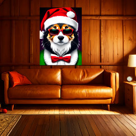 Coolster Santa Dog in der Stadt | Art der AI Poster