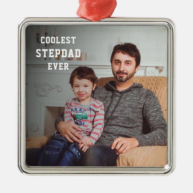 Coolster Stepdad je Personalisierter Foto Vater Ornament Aus Metall (Vorne)