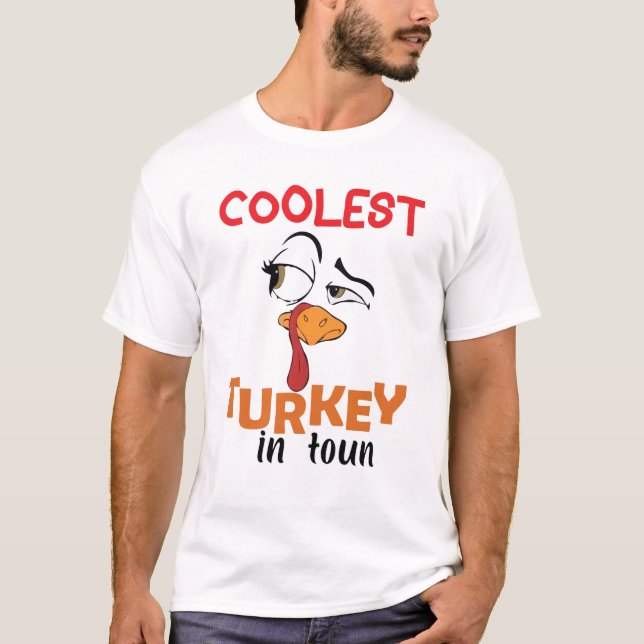 coolster Truthahn in der Stadt auf dem Erntedank T-Shirt (Vorderseite)