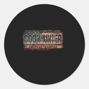 Coon Hunter American Flag Vintag Style Coon Hunti Runder Aufkleber
