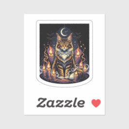 Coon mit Kerzen - Maine Coon Halloween Aufkleber