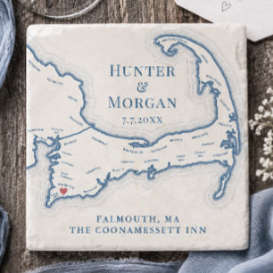 Coonamessett Hochzeitsgeschenk Cape Cod Karte Steinuntersetzer