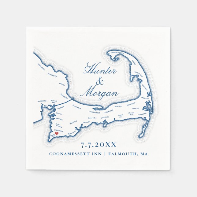 Coonamessett Inn Hochzeit Cape Cod Cocktail Serviette (Vorderseite)