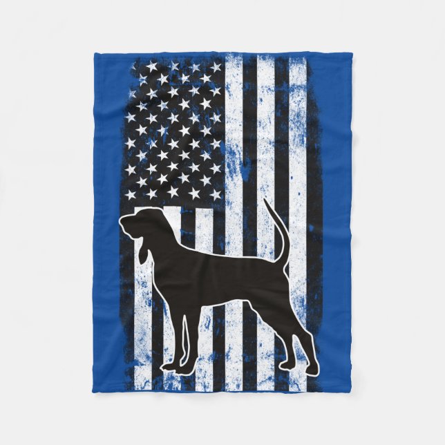 Coonhound & American Flag Fleecedecke (Vorderseite)