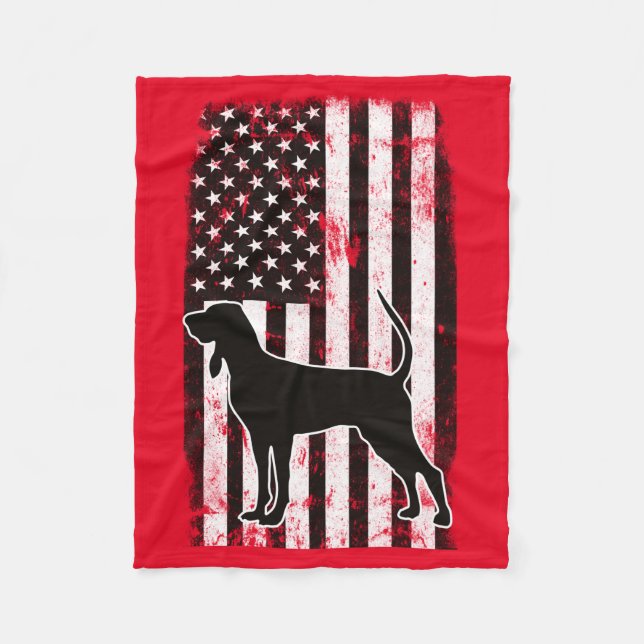 Coonhound & American Flag Fleecedecke (Vorderseite)