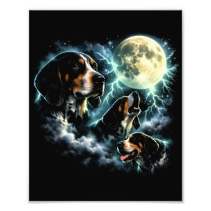 Coonhound Heulen unter dem Mond Rustikaler Hund Fotodruck