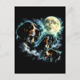 Coonhound Heulen unter dem Mond Rustikaler Hund Postkarte