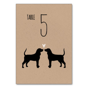 Coonhound Hunde Silhouetten Hochzeit Empfang Tischnummer