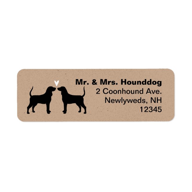 Coonhound Hunde-Silhouetten mit Herzadresse (Vorne)