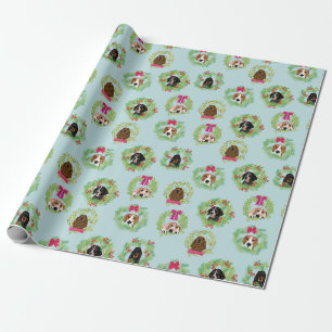 Coonhound-Kränze auf Blau Geschenkpapier