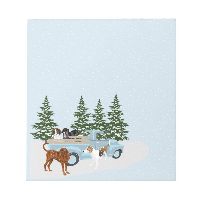 Coonhound Winter Notizblock (Vorderseite)