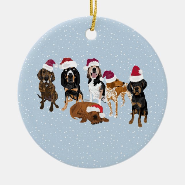 Coonhounds Santa Keramik Ornament (Vorne)