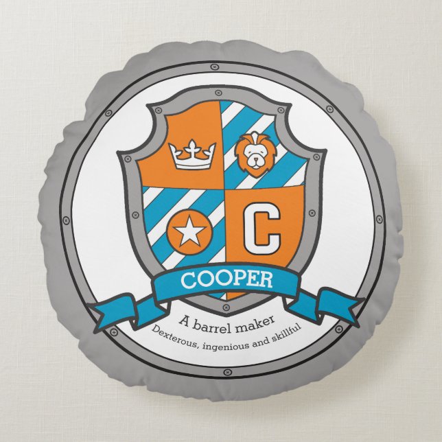 Cooper-Buchstabe C-Name bedeutet heraltrockenes Sc Rundes Kissen (Vorderseite)
