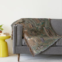Cooper Cotton Throw Blanken, grün und deckend