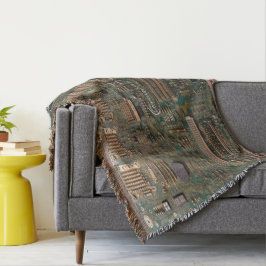 Cooper Cotton Throw Blanken, grün und deckend Decke