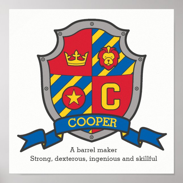 Cooper-Jungen nennen Buchstaben C heraldry Schild (Vorne)