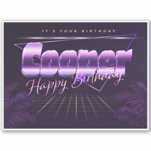 Cooper nom prénom autocollant rétro lilas pour un 