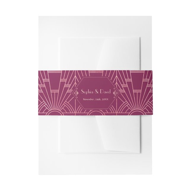 Cooper Rose Great Gatsby 1920er Hochzeit Einladungsbanderole (Vorderseite Beispiel)