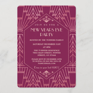 Cooper Rose Great Gatsby 1920er New Year Party Einladung